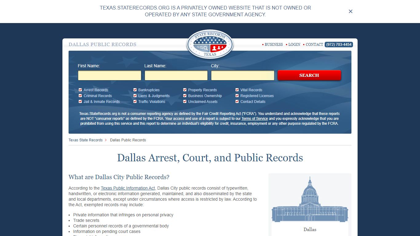 Dallas Arrest and Public Records | Texas.StateRecords.org